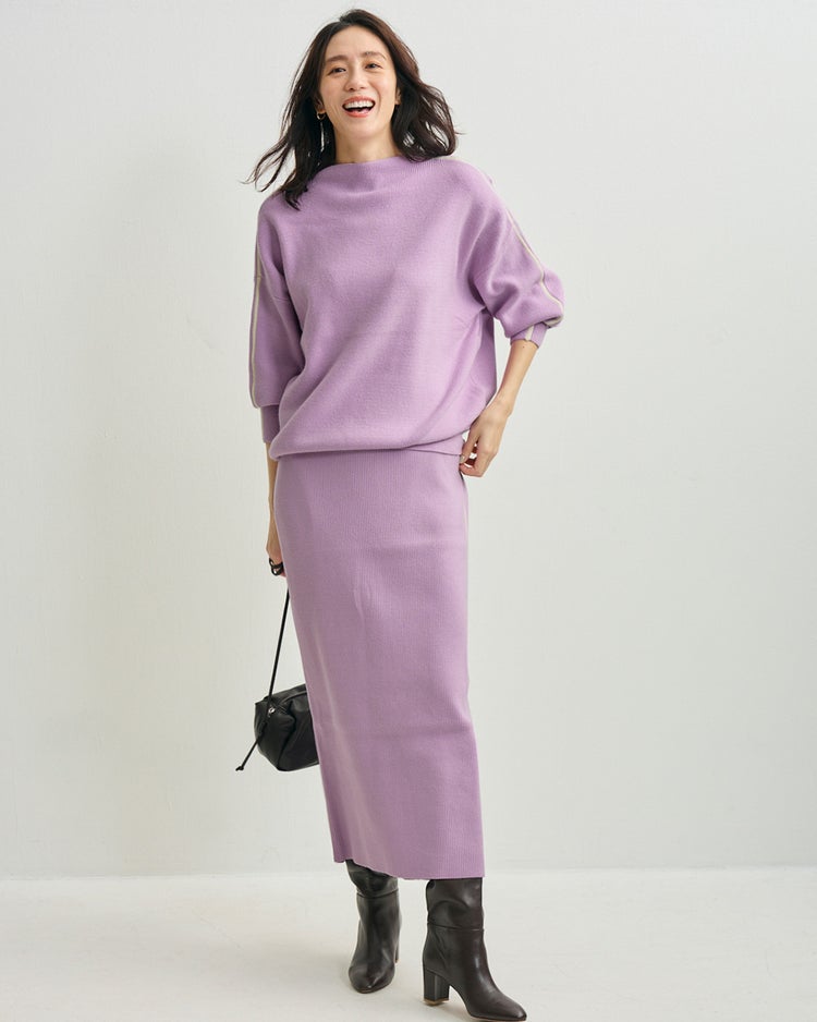 サイドライン・スカートニットアップ 詳細画像 ラベンダー 3