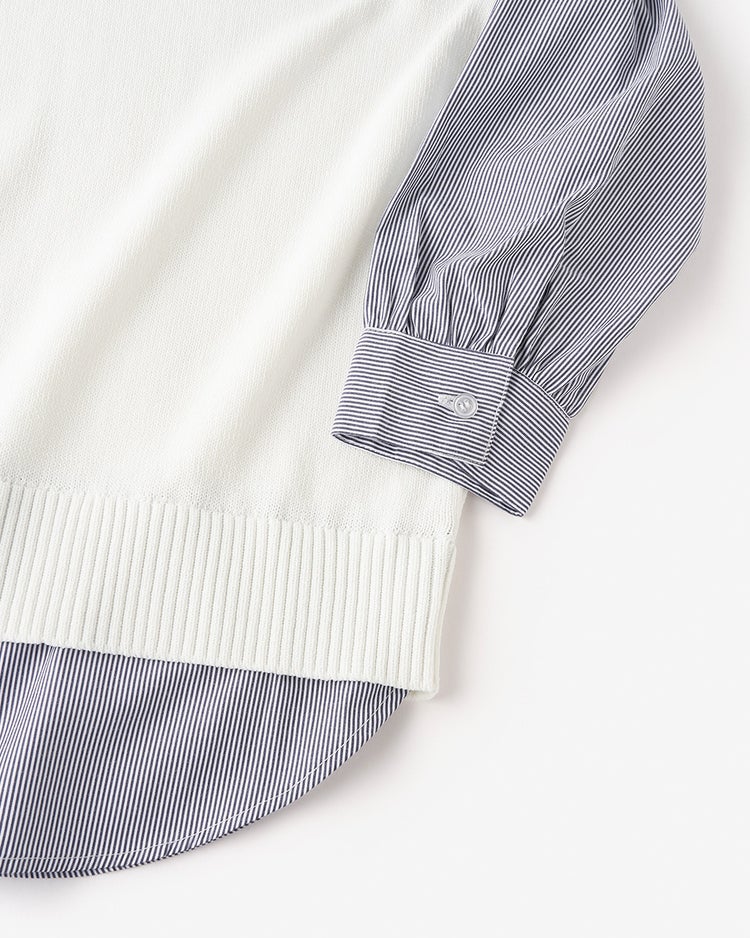 レイヤード風・キーネックベスト＆シャツ 詳細画像 オフホワイト 4