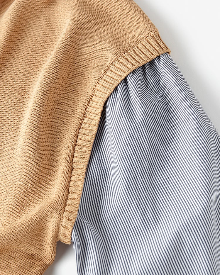 レイヤード風・キーネックベスト＆シャツ 詳細画像 ライトキャメル 5