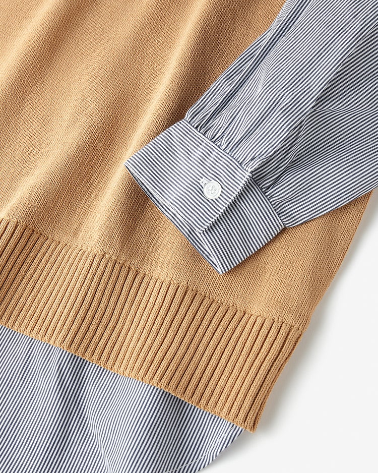 レイヤード風・キーネックベスト＆シャツ 詳細画像 ライトキャメル 6