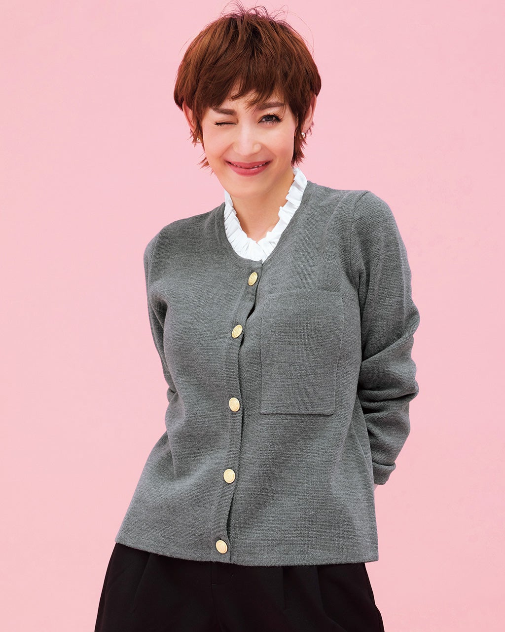 T2875【ペニープル】レディース 襟付き カーディガン イタリア製 秋冬 M