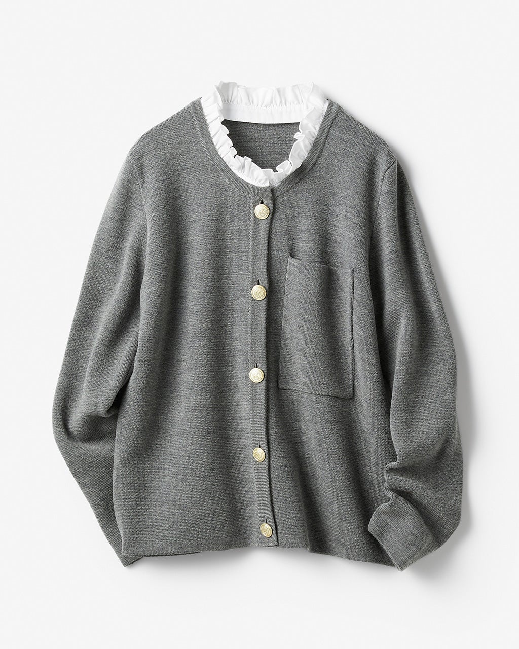 ミラノリブ・フリル衿付きカーディガン/40代50代からのレディース ...