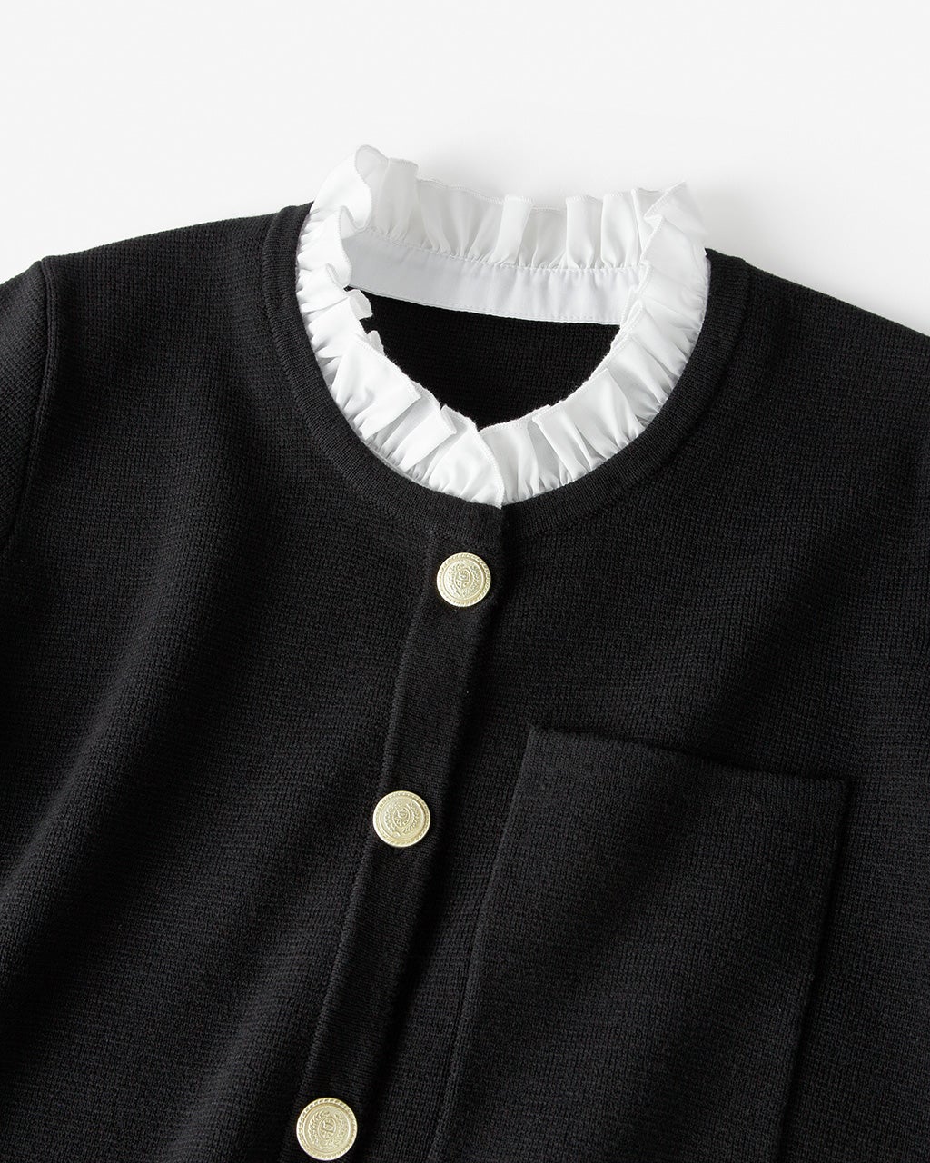 ミラノリブ・フリル衿付きカーディガン/40代50代からのレディース ...