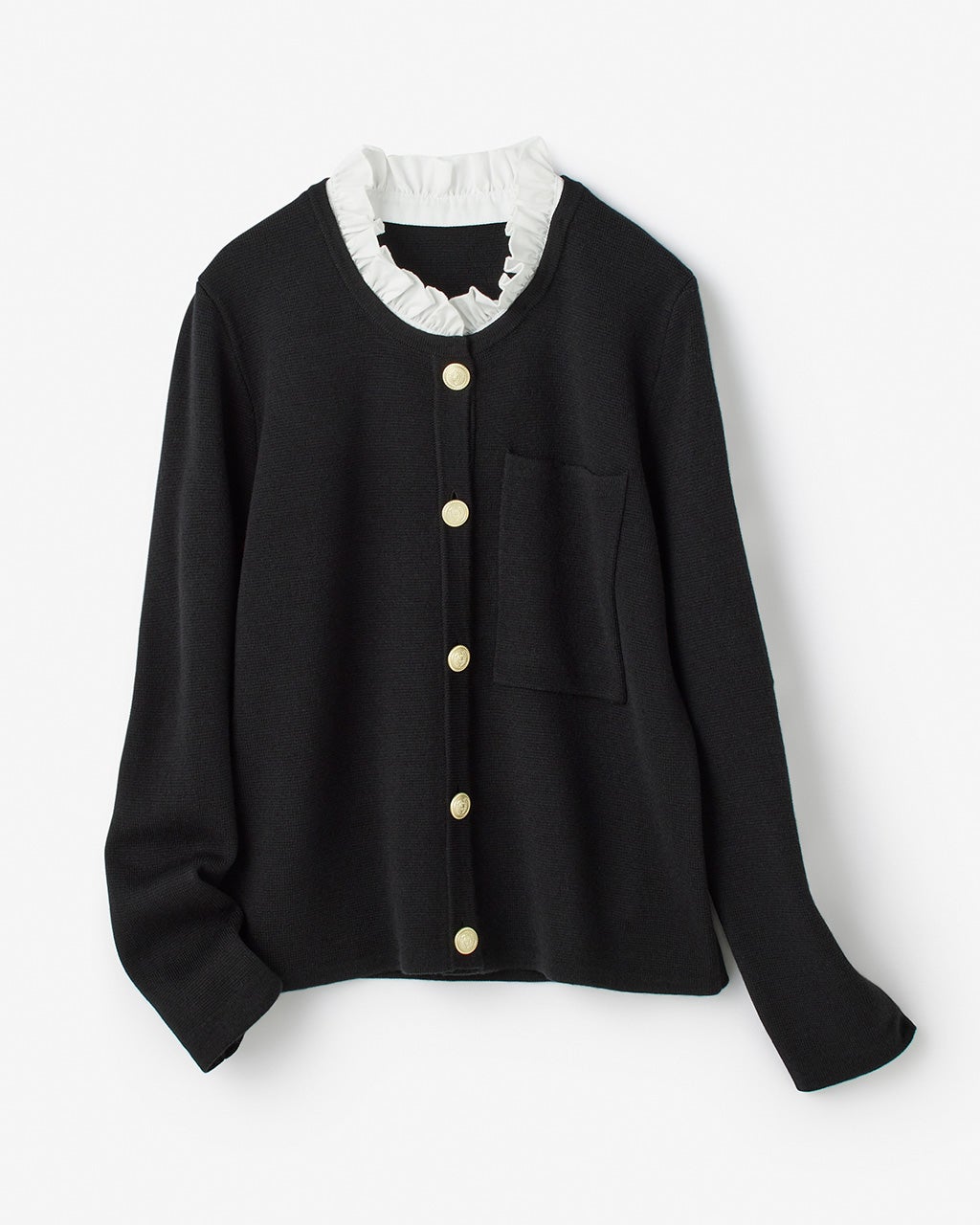 ミラノリブ・フリル衿付きカーディガン/40代50代からのレディース ...