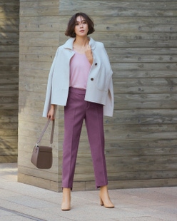 ウールタッチニードル・裾段差テーパード