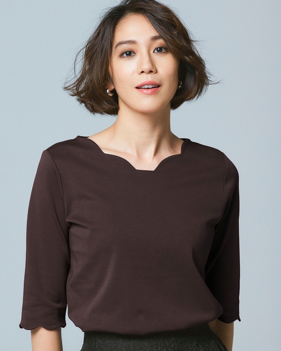 スカラップV/6分袖・ドゥクラッセTシャツ