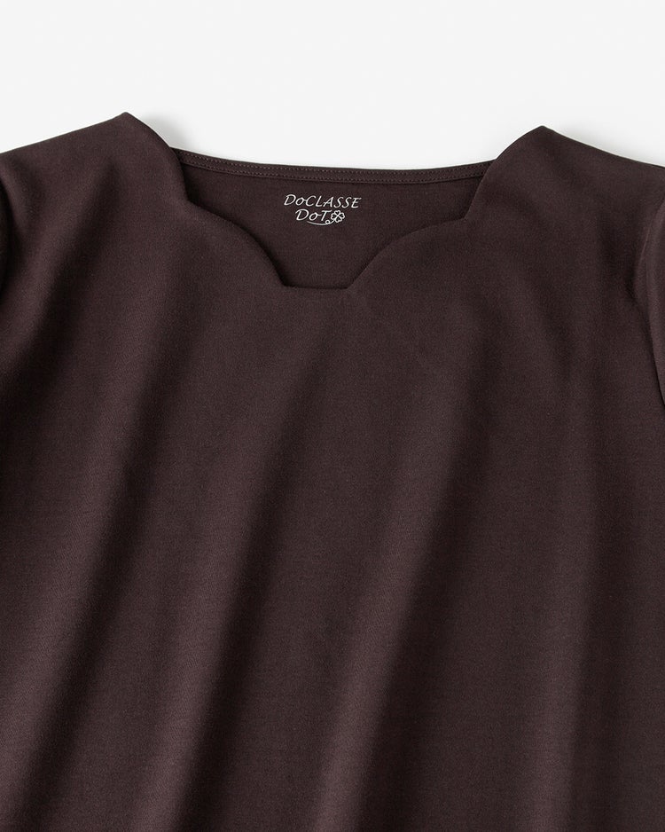 スカラップV／6分袖・ドゥクラッセTシャツ 詳細画像 ダークブラウン2 2