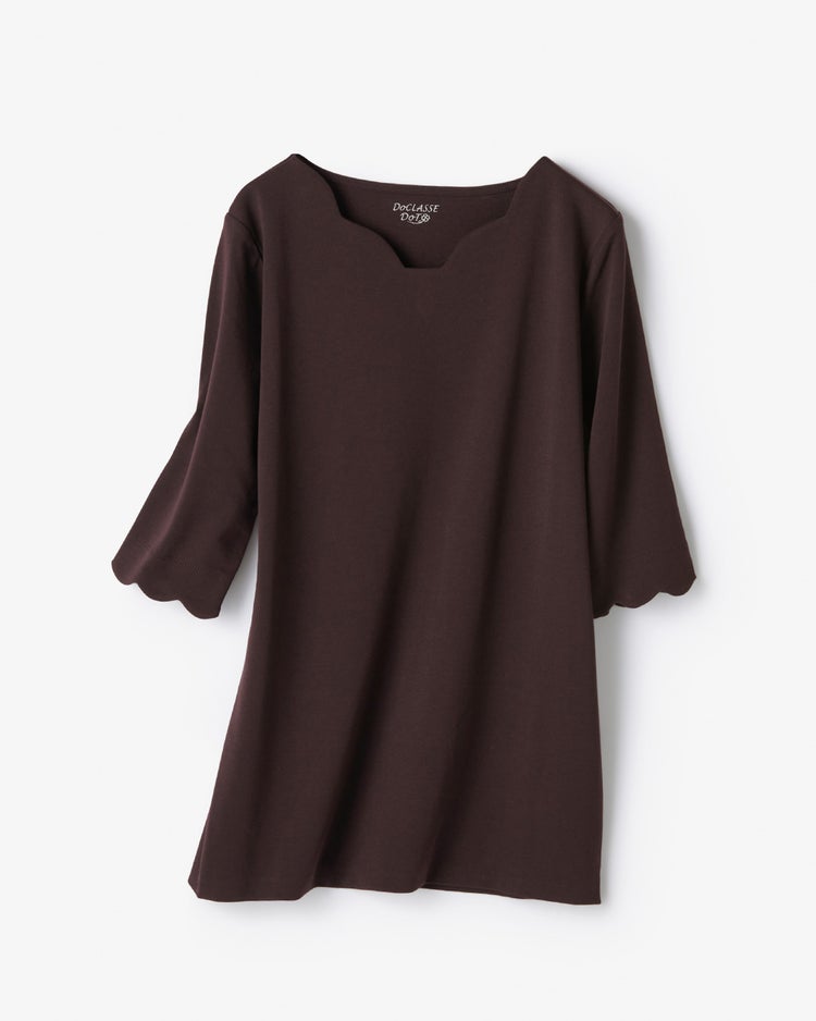 スカラップV／6分袖・ドゥクラッセTシャツ 詳細画像 ダークブラウン2 4
