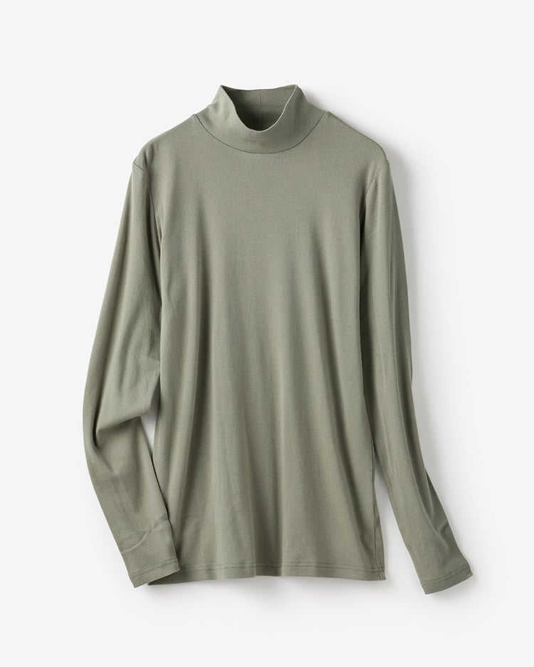 コットンガーゼ・ハイネック／衿高6cm 詳細画像 カーキグレー 3