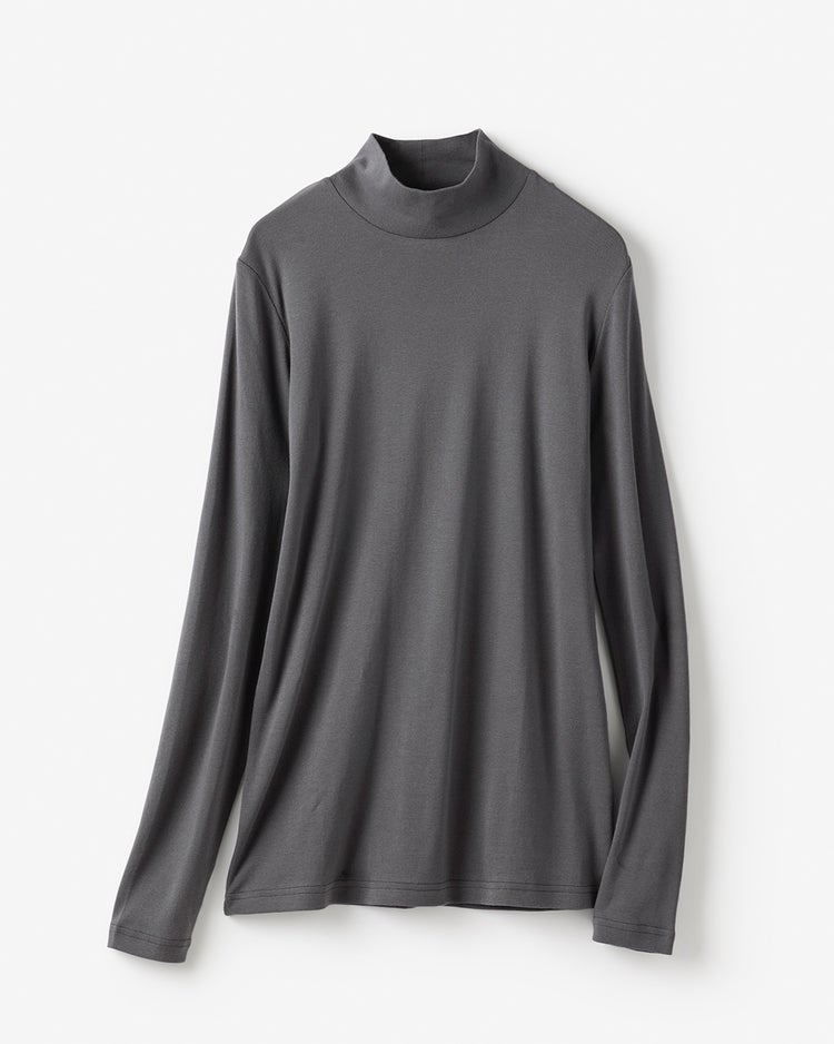 コットンガーゼ・ハイネック／衿高6cm 詳細画像 チャコール 3