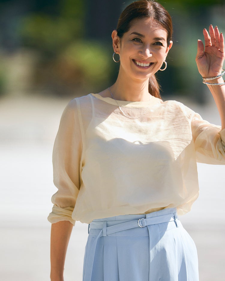 シアークロス・クルーネックブラウス 詳細画像 エクルー 2