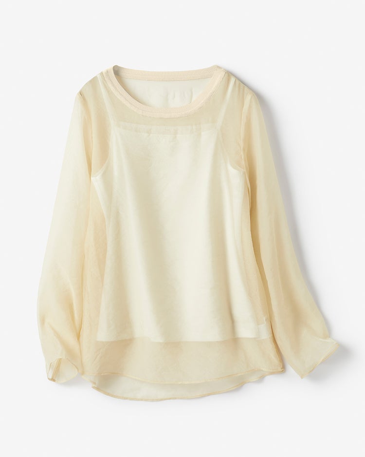 シアークロス・クルーネックブラウス 詳細画像 エクルー 4