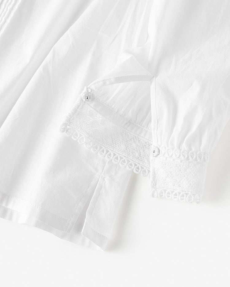 コットンローン・トーションレースブラウス 詳細画像 ホワイト 8