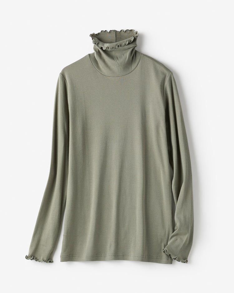コットンガーゼ・メロウタートルネック 詳細画像 カーキグレー 3