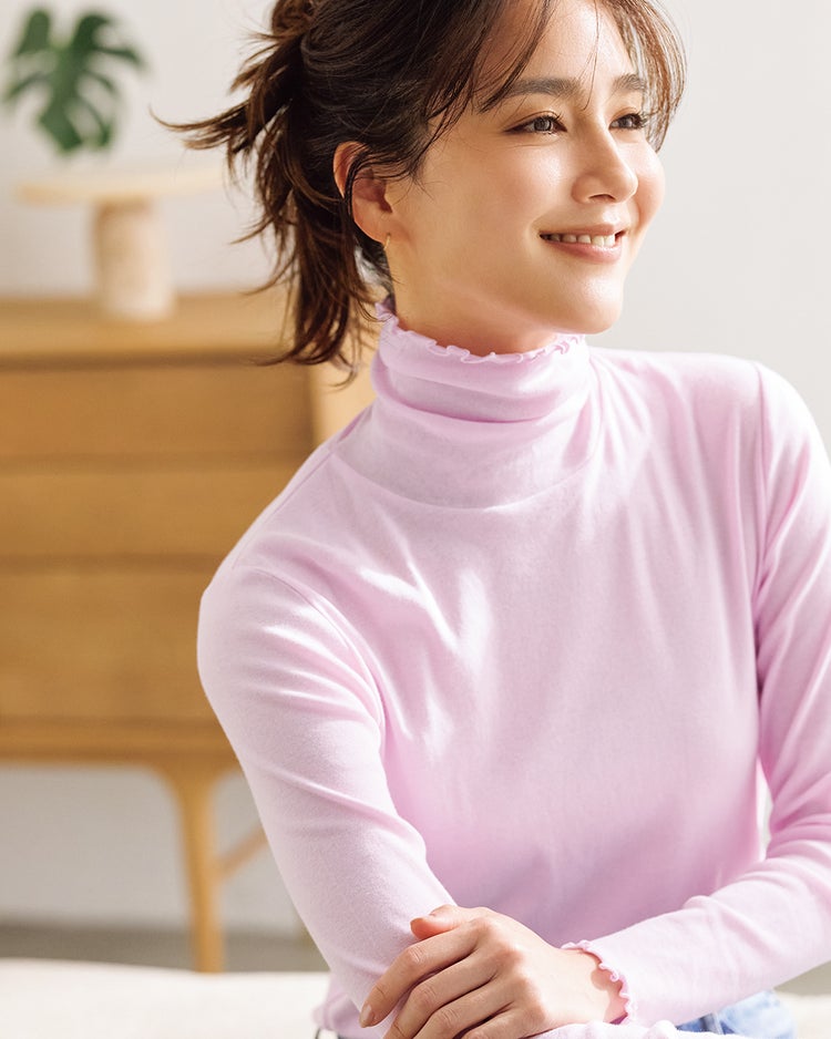 コットンガーゼ・メロウタートルネック 詳細画像 ピンク 1
