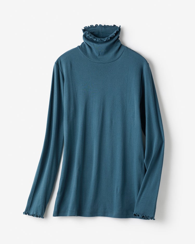 コットンガーゼ・メロウタートルネック 詳細画像 ダークピーコック 3