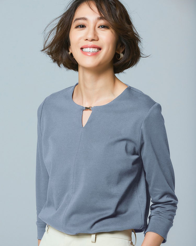 メタルキーネック／8分袖・ドゥクラッセTシャツ 詳細画像 ダークブルーグレー 1