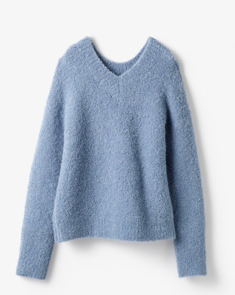 イタリア糸・アルパカ混2WAYネックセーター 詳細画像 ダスティーブルー 7