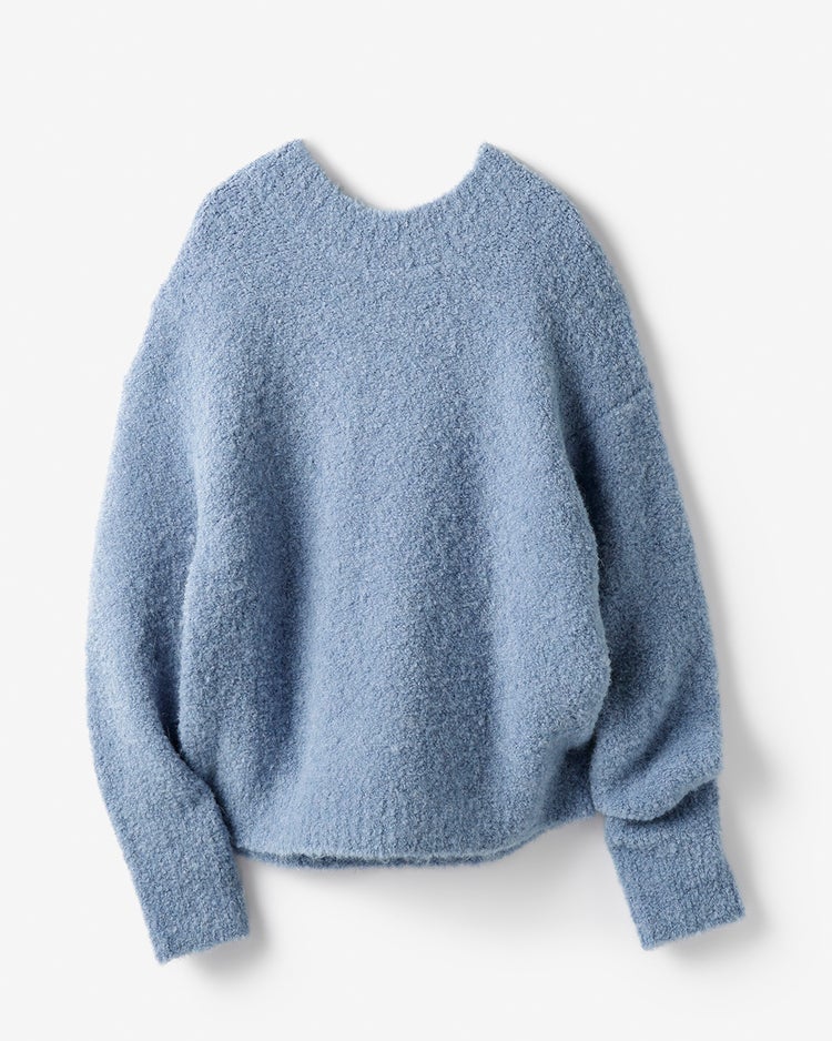 イタリア糸・アルパカ混2WAYネックセーター 詳細画像 ダスティーブルー 8