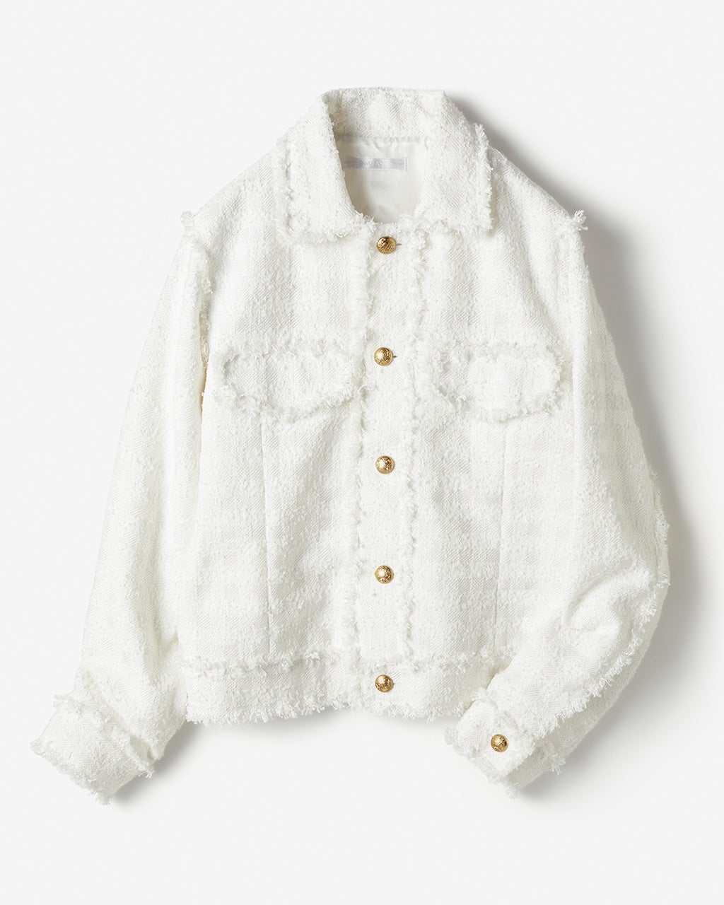 ホワイトツイード・フリンジジャケット/40代50代からのレディース