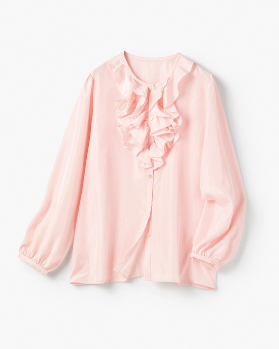 サテン・フリルブラウス