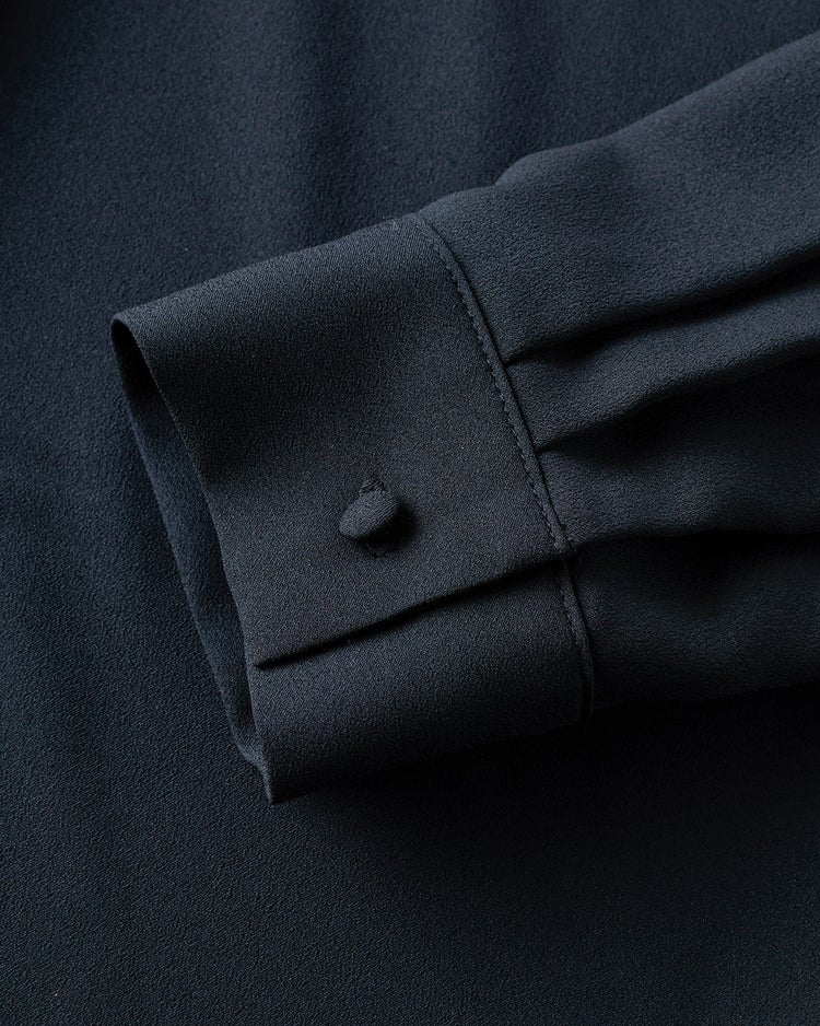 バックサテン・ボウタイ風タックブラウス 詳細画像 ミッドナイトブルー 3