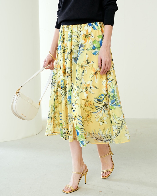 シフォンジョーゼット・花柄スカート