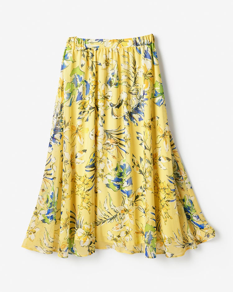 シフォンジョーゼット・花柄スカート 詳細画像 イエローパターン 2