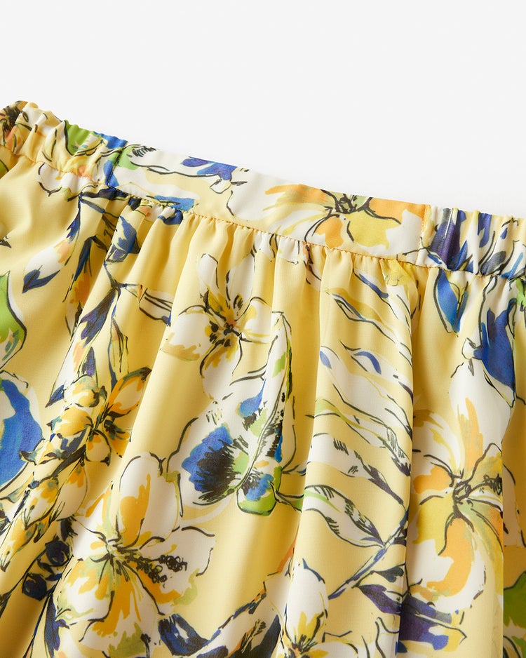 シフォンジョーゼット・花柄スカート 詳細画像 イエローパターン 5