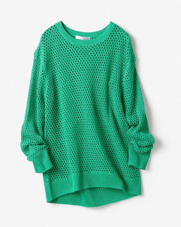 和紙ブレンド・メッシュ編みプルオーバー 詳細画像 グリーン 4