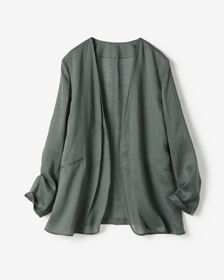 シアーラミー・ダブルノーカラージャケット 詳細画像 オリーブ 3