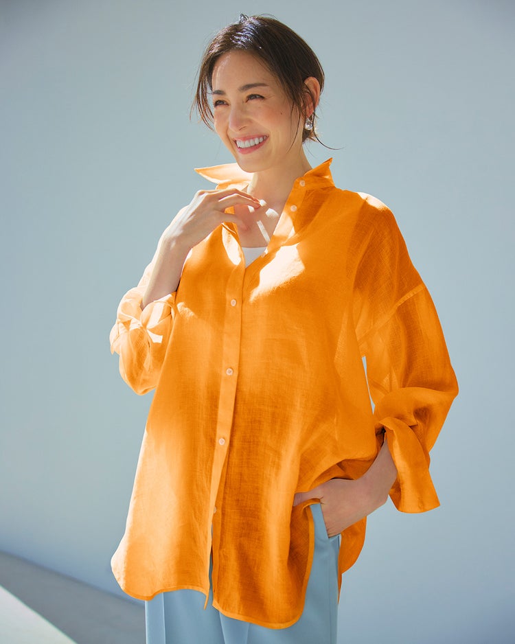 シアーラミー・2WAYデザインシャツ 詳細画像 オレンジ 1