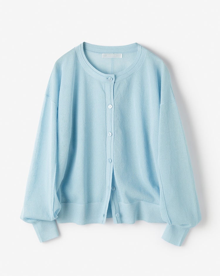 麻混スパークリングニット・クルーカーディガン 詳細画像 サックス 3