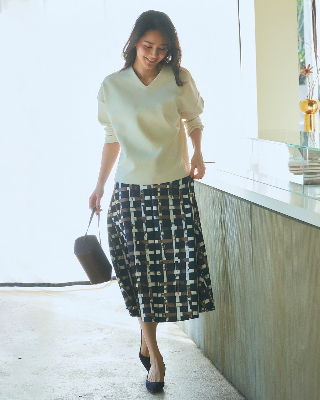 ダブル編みジャージー・Aラインスカート/DoCLASSE