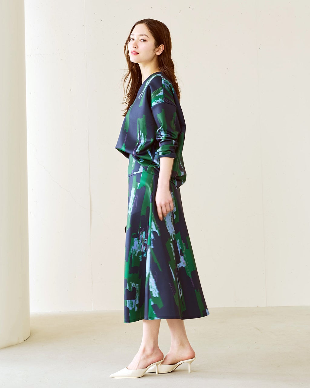 ダブル編みジャージー・Aラインスカート/DoCLASSE