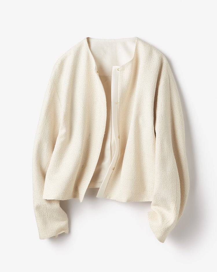 ループツイード・コンパクトノーカラージャケット 詳細画像 アイボリー 6