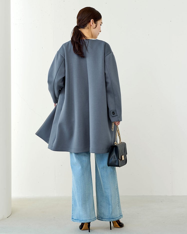 エアーフォルム・裏配色ノーカラーコート 詳細画像 ダスティーブルー 5