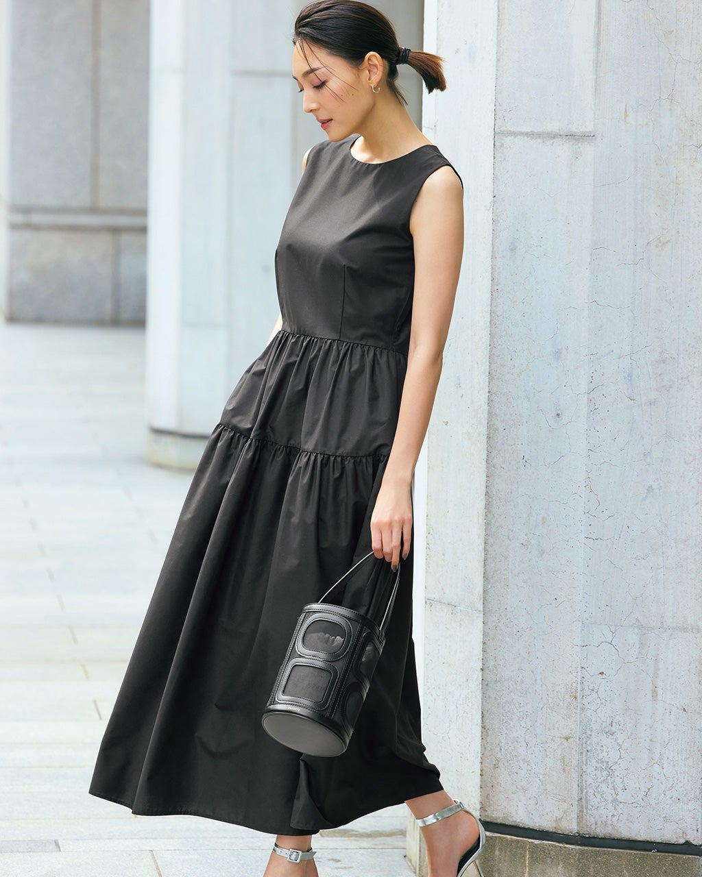 バックリボン・ティアードワンピース/40代50代からのレディース