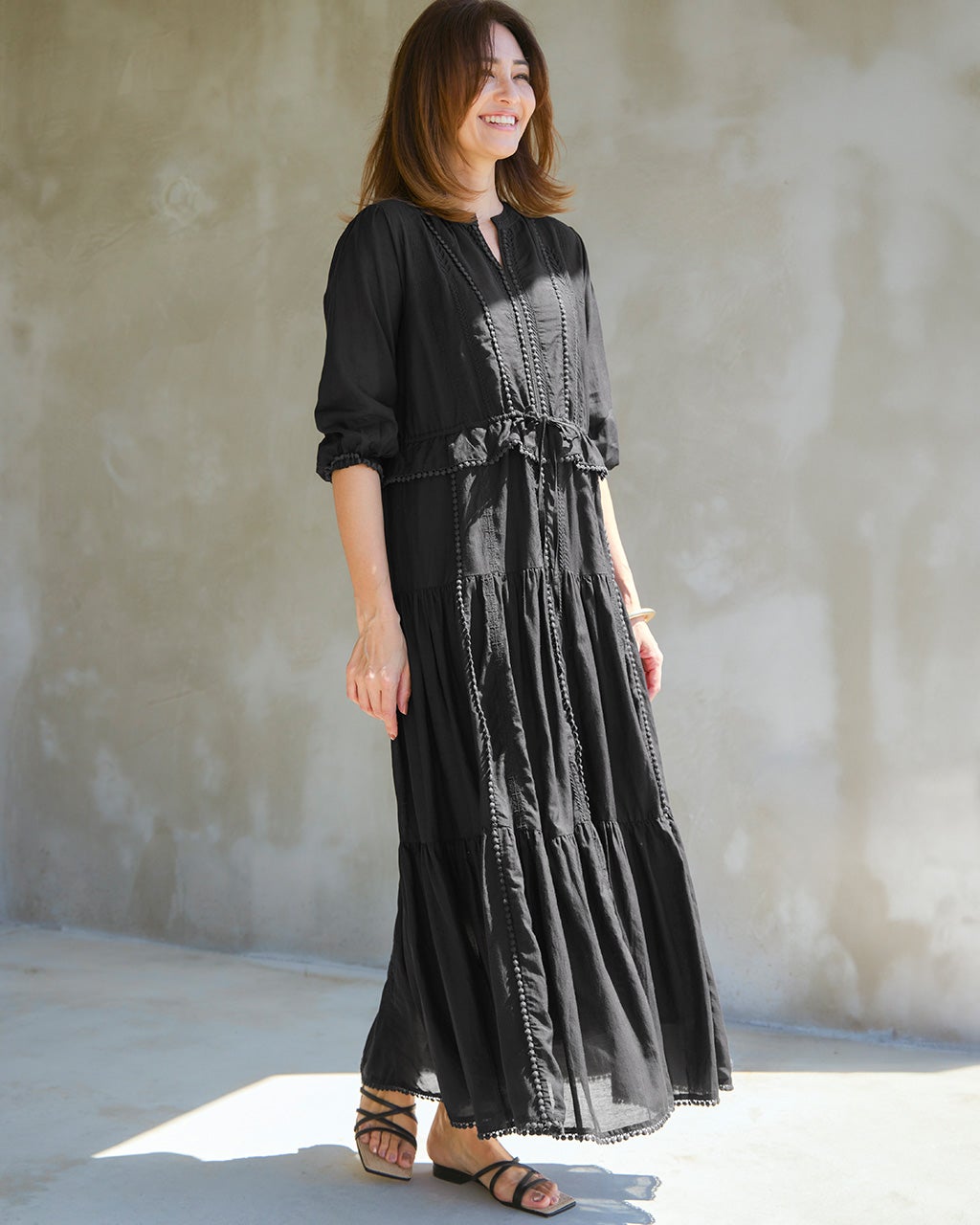 コットンボイル・エンブロイダリーワンピース/40代50代からの