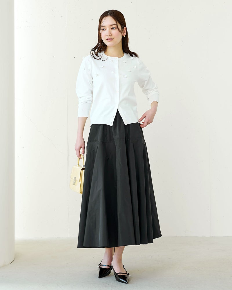 コットン混ニット・リボンパーツカーディガン/40代50代からの  