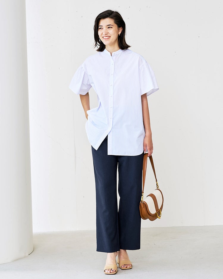 リネンタッチ・セミワイドパンツ 詳細画像 ミッドナイトブルー 2