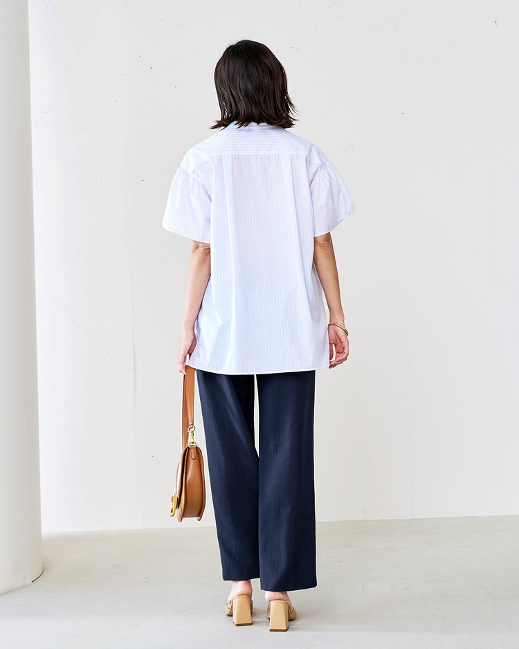 リネンタッチ・セミワイドパンツ 詳細画像 ミッドナイトブルー 3