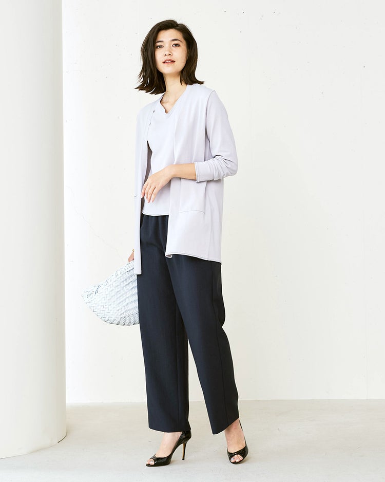 リネンタッチ・セミワイドパンツ 詳細画像 ミッドナイトブルー 4