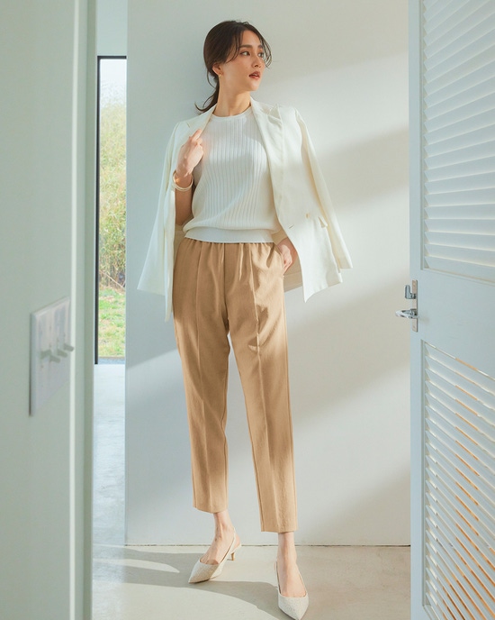 リネンタッチ・テーパードパンツ