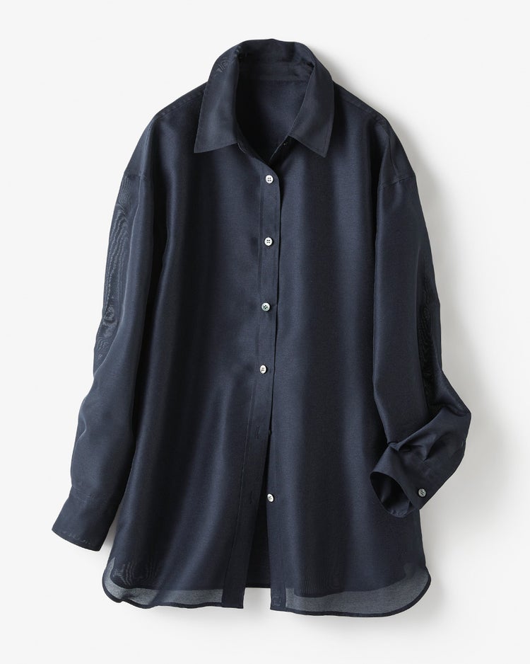 オーガンジー・シャツブラウス 詳細画像 ネイビー 3