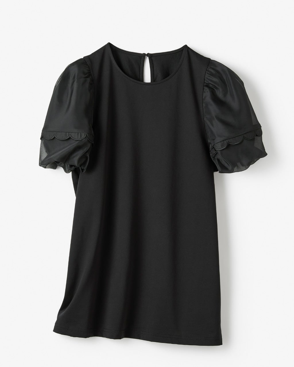 スカラップパフ袖・異素材トップス/DoCLASSE