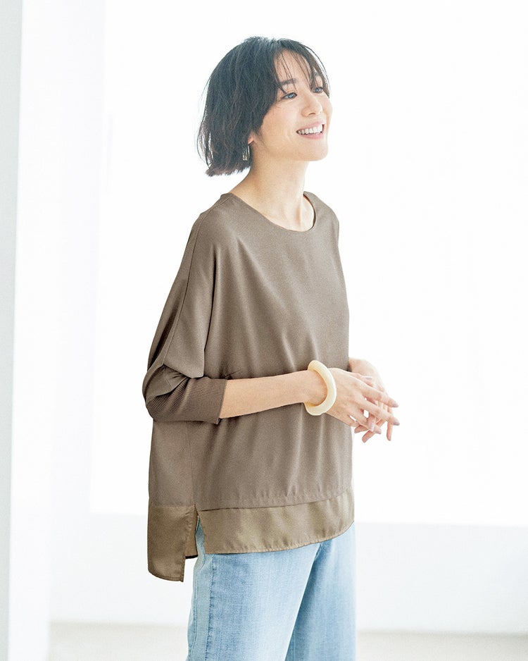 異素材コンビ・ジョーゼットプルオーバー 詳細画像 トープ 1