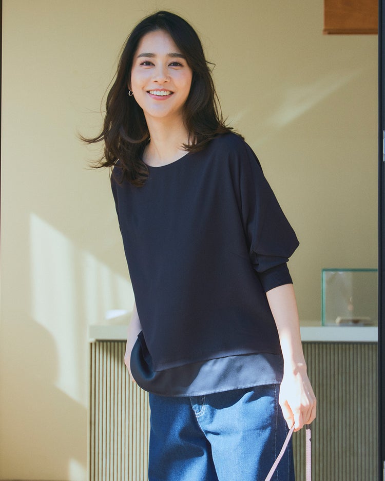 異素材コンビ・ジョーゼットプルオーバー 詳細画像 ミッドナイトブルー 2