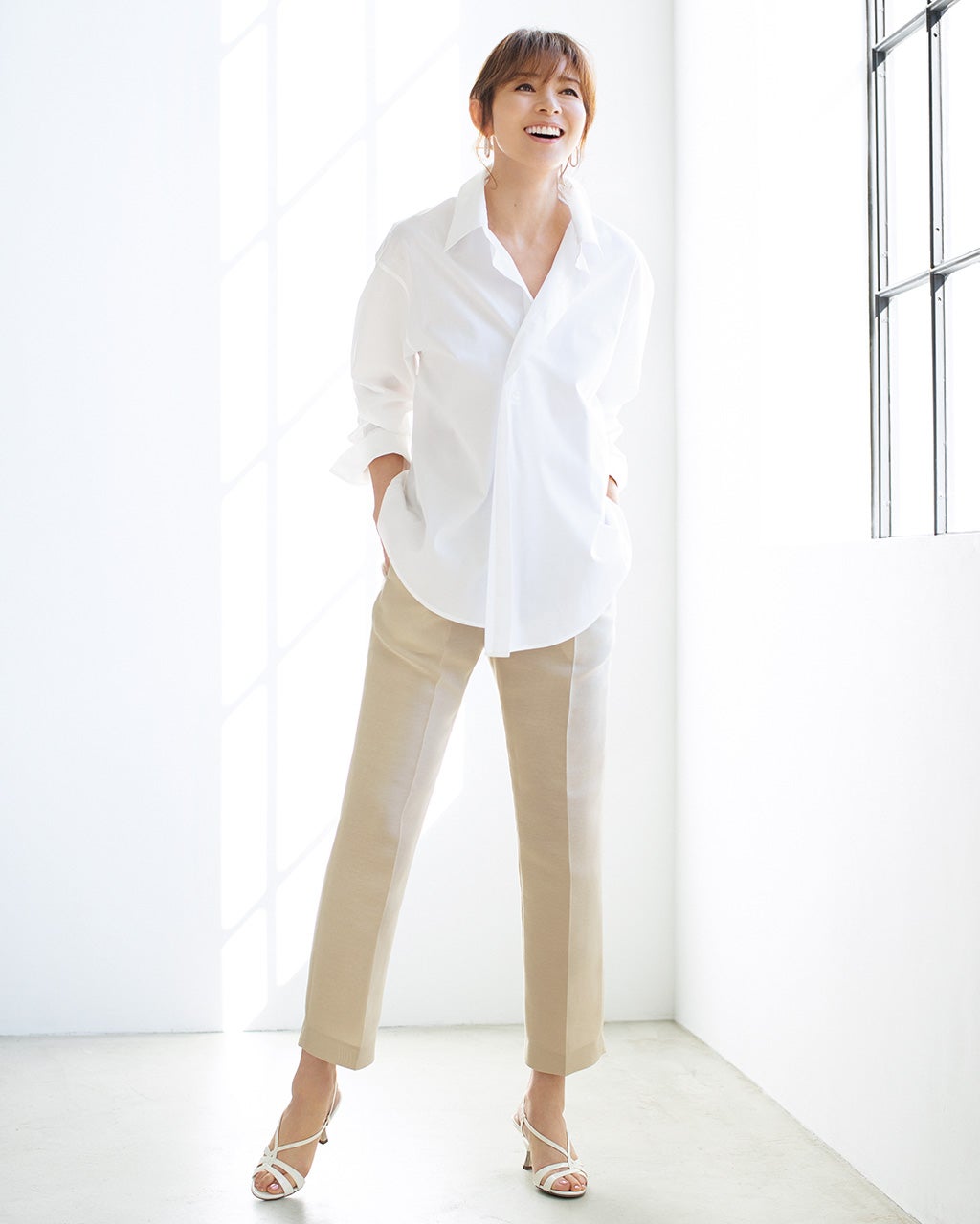 シルキーダブルクロス・テーパードパンツ/40代50代からの