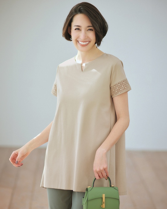 レースデザイン／半袖チュニック・ドゥクラッセTシャツ